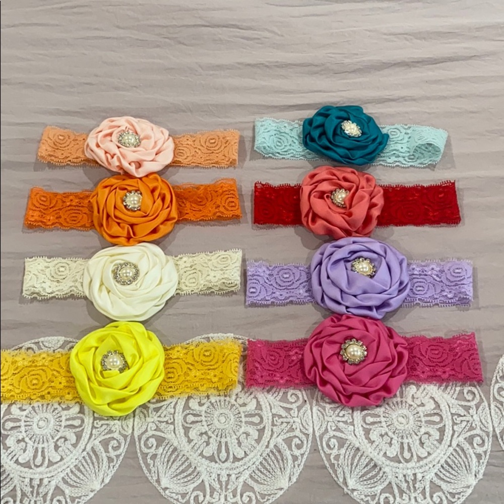 Bundle of 8 baby flower headbands